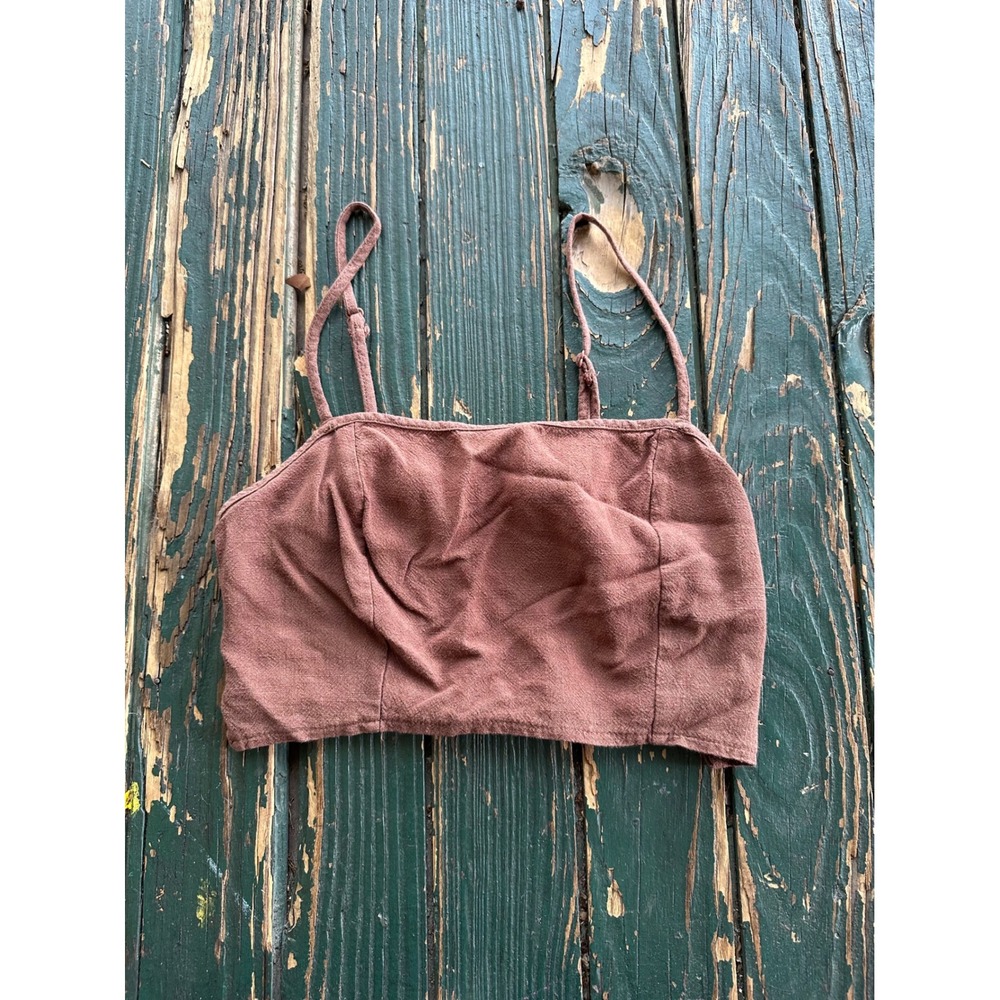 Kendall & Kylie Brown Cropped Cami Top Adjustable Straps Small A97
